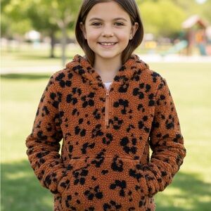 Cozy Leopard Print Kids Hoodie